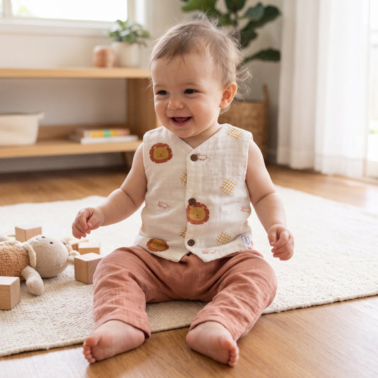 Organic Muslin Vest-pant combo - choose your story!!!