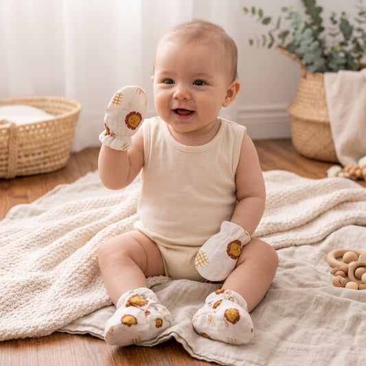 Organic Muslin Mittens and Booties Combo - choose your story!!!