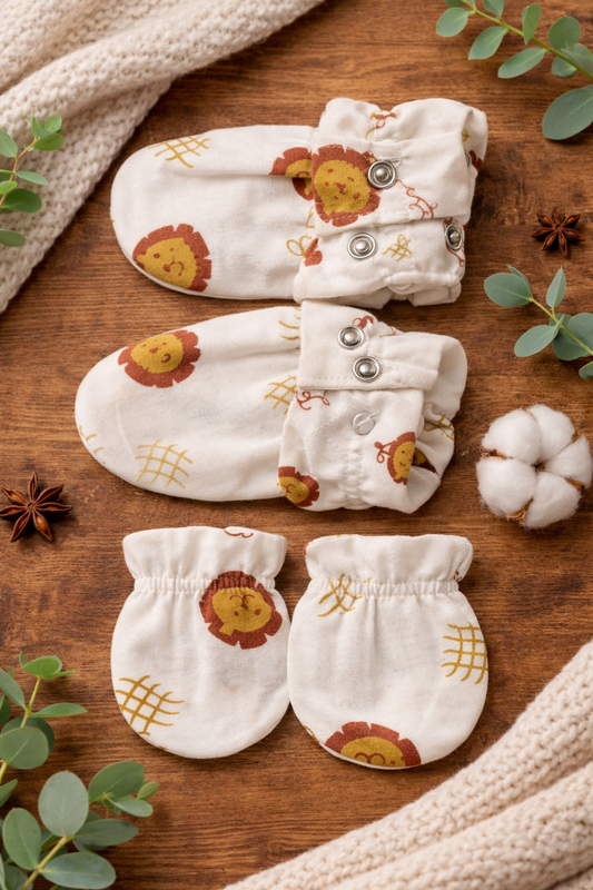 Organic Muslin Mittens and Booties Combo - choose your story!!!