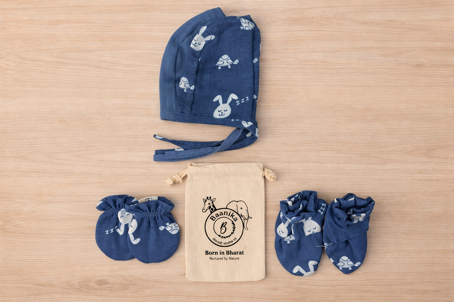 Combo- Organic Muslin Mittens, Booties and Cap - choose your story!!!