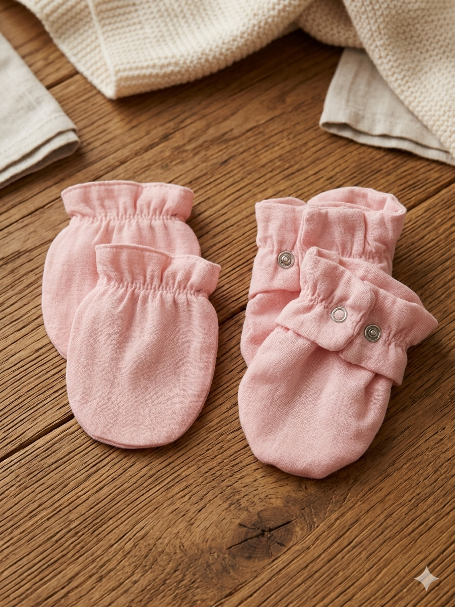 Organic Muslin Mittens and Booties Combo - choose your story!!!