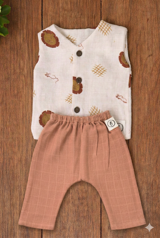 Organic Muslin Vest-pant combo - choose your story!!!