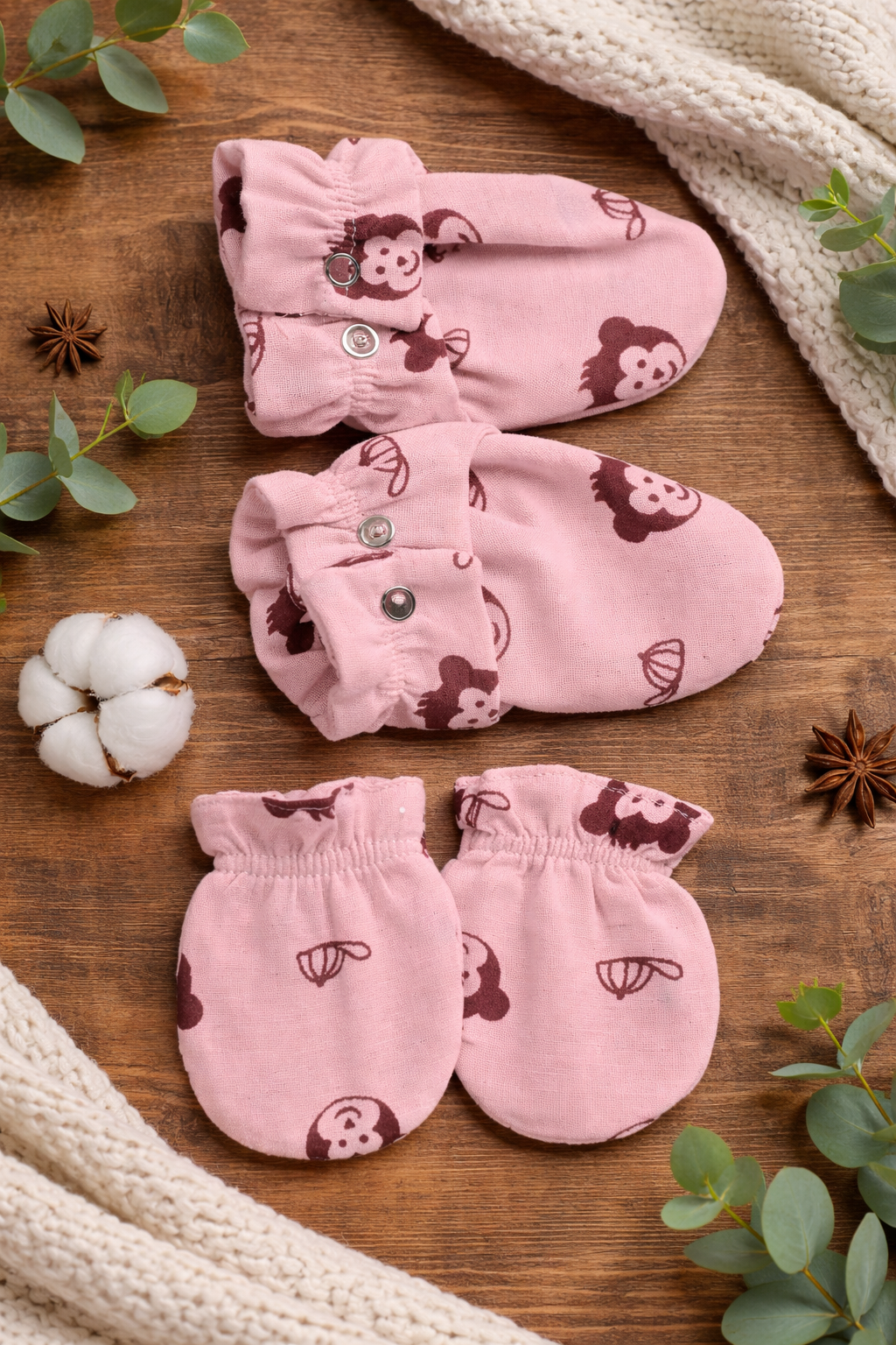 Organic Muslin Mittens and Booties Combo - choose your story!!!