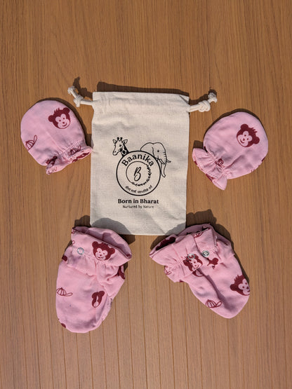 Organic Muslin Mittens and Booties Combo - choose your story!!!
